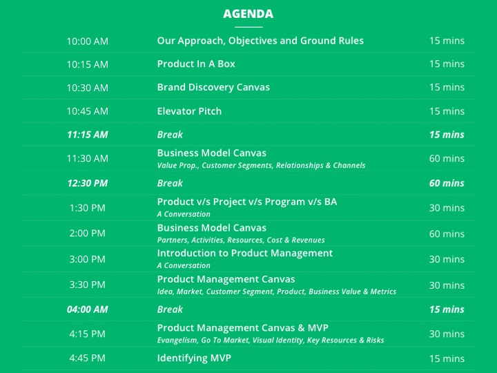 Product Management Workshop Agenda